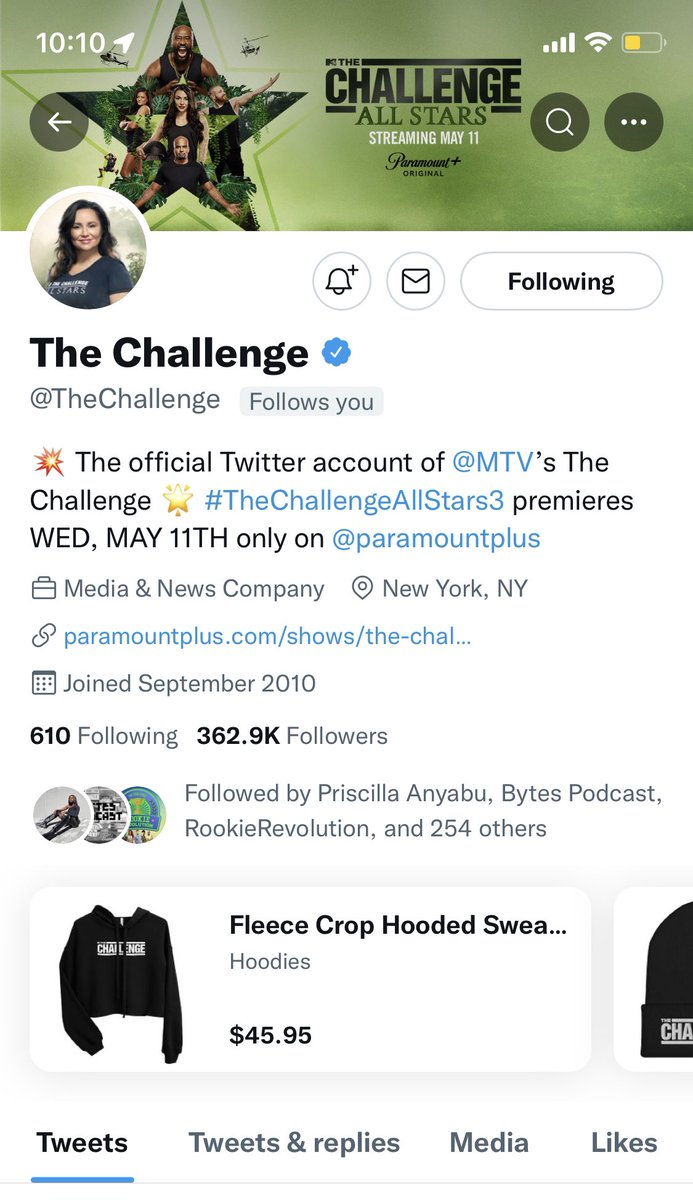 The Challenge may have taken MTV off of its Twitter, but I will always* keep it on my account. 

*until it benefits me to remove it.