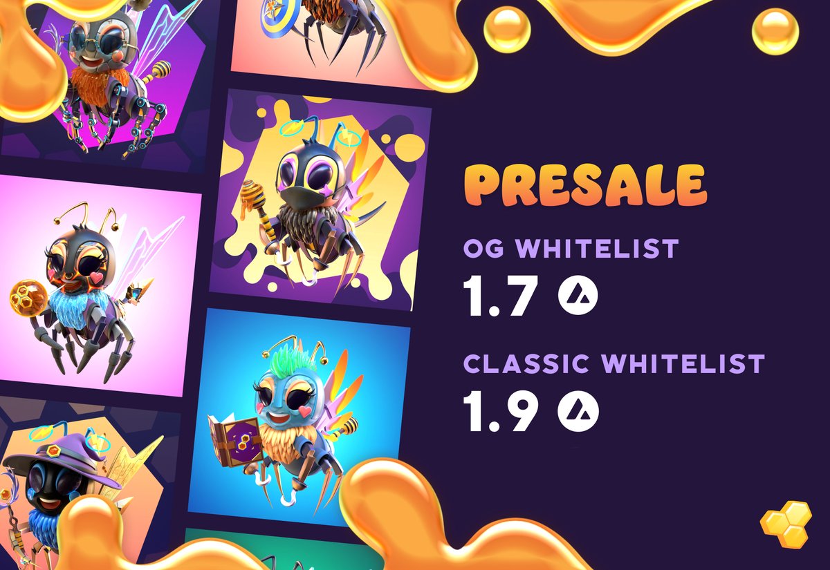 HiveFiveNFT's tweet photo. Just a little more than 24 hours until the presale 🚀

Are you ready to mint your Bees? 🐝

If you didn't get a chance to hop on the OG WL, here's a flash giveaway: 

🍯Follow us
🍯Like and Retweet this
🍯Join us on the Beescord 

We will pick 2 winners later tonight (CET) https://t.co/gWcoa74t05