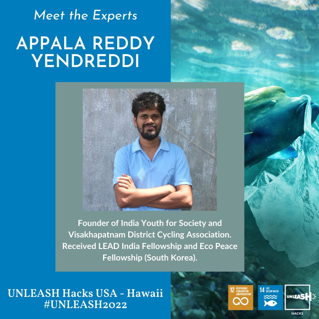 UNLEASH Hacks USA (@unleashhacksusa) on Twitter photo Meet Appala Reddy Yendreddi (<a href="/yendreddi/">Appala Reddy Yendreddi</a>), an environmental educator in Visakhapatnam, India. He founded <a href="/iyfsorg/">India Youth for Society</a> for environmental responsibility and has been recognized internationally for his efforts in plastic pollution control measures.
#UNLEASH2022 #UNLEASHHacksUSA Meet Appala Reddy Yendreddi (<a href="/yendreddi/">Appala Reddy Yendreddi</a>), an environmental educator in Visakhapatnam, India. He founded <a href="/iyfsorg/">India Youth for Society</a> for environmental responsibility and has been recognized internationally for his efforts in plastic pollution control measures.
#UNLEASH2022 #UNLEASHHacksUSA