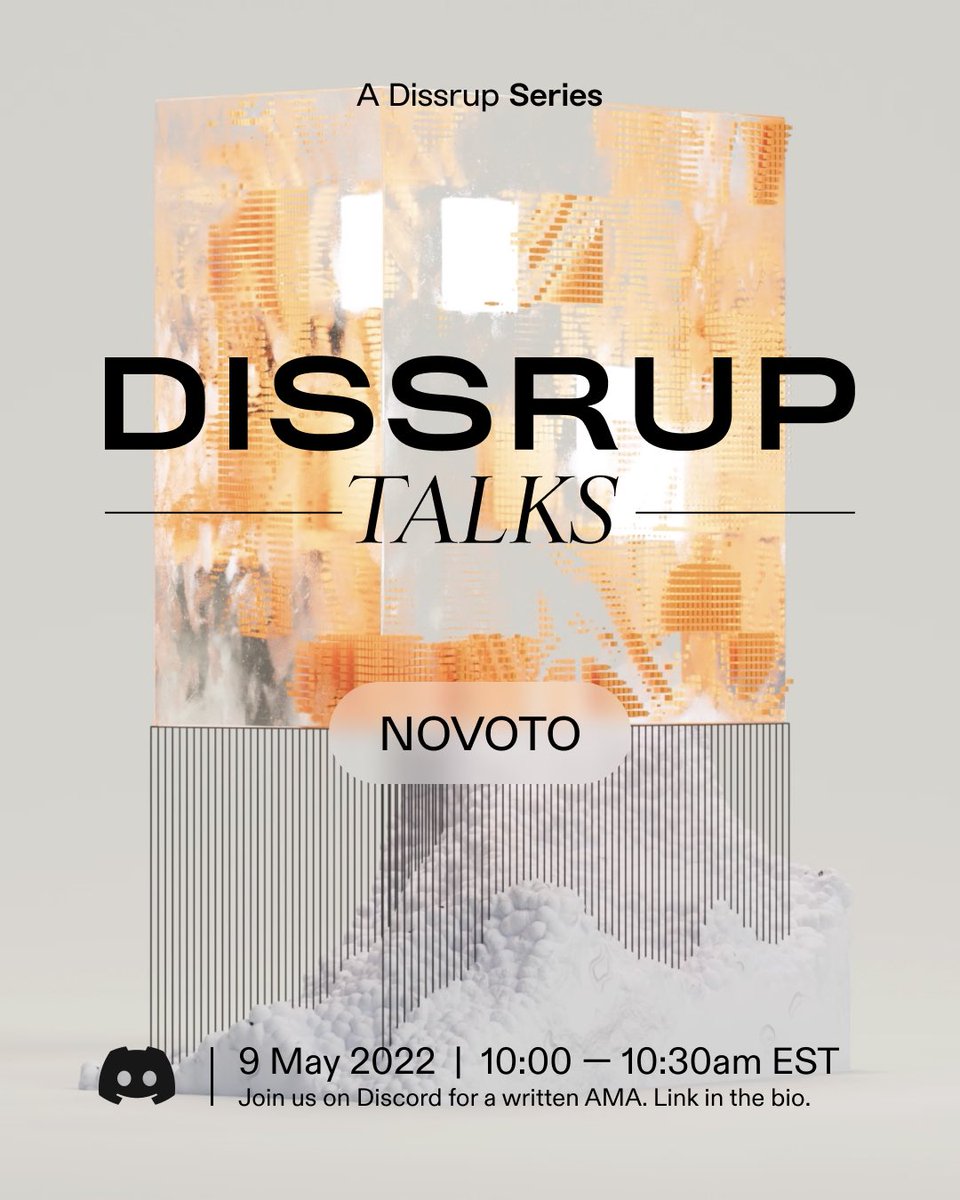 dissrup1's tweet photo. We’ll be hosting a live written AMA with @novotostudio tomorrow Monday, May 9th at 10am EST on Discord!

We will be asking Chris questions about his work, and his upcoming collection ‘Machinery’. We would love if you could stop by!

Join us: https://t.co/mwDJIW97dI https://t.co/USxzSr5Cvy