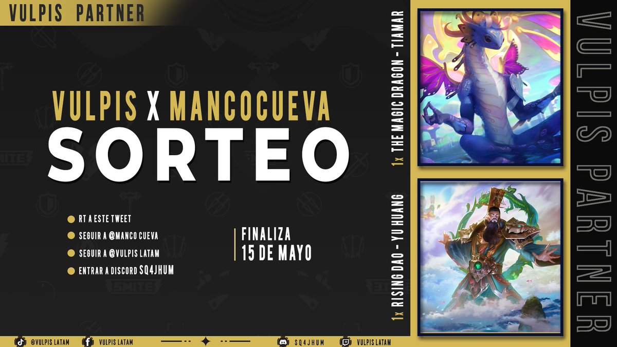 MancoCueva's tweet photo. Chicos me complace anunciar colaboración con @VulpisLatam
Así que los invito a participar y a estar pendiente de las actividades en discord! 
1xThe Magic Dragon-Tiamat
1xRising Dad-YuHuang
1xAvatar Vulpis
Como Participar:
-Follow: @VulpisLatam
-RT
-Entrar: https://t.co/HQabL5ZNi4 https://t.co/7E0PTskqFn
