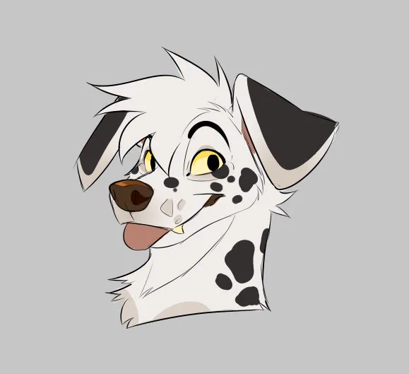 Deciding what unnatural color to use for this Dalmatian  👀 