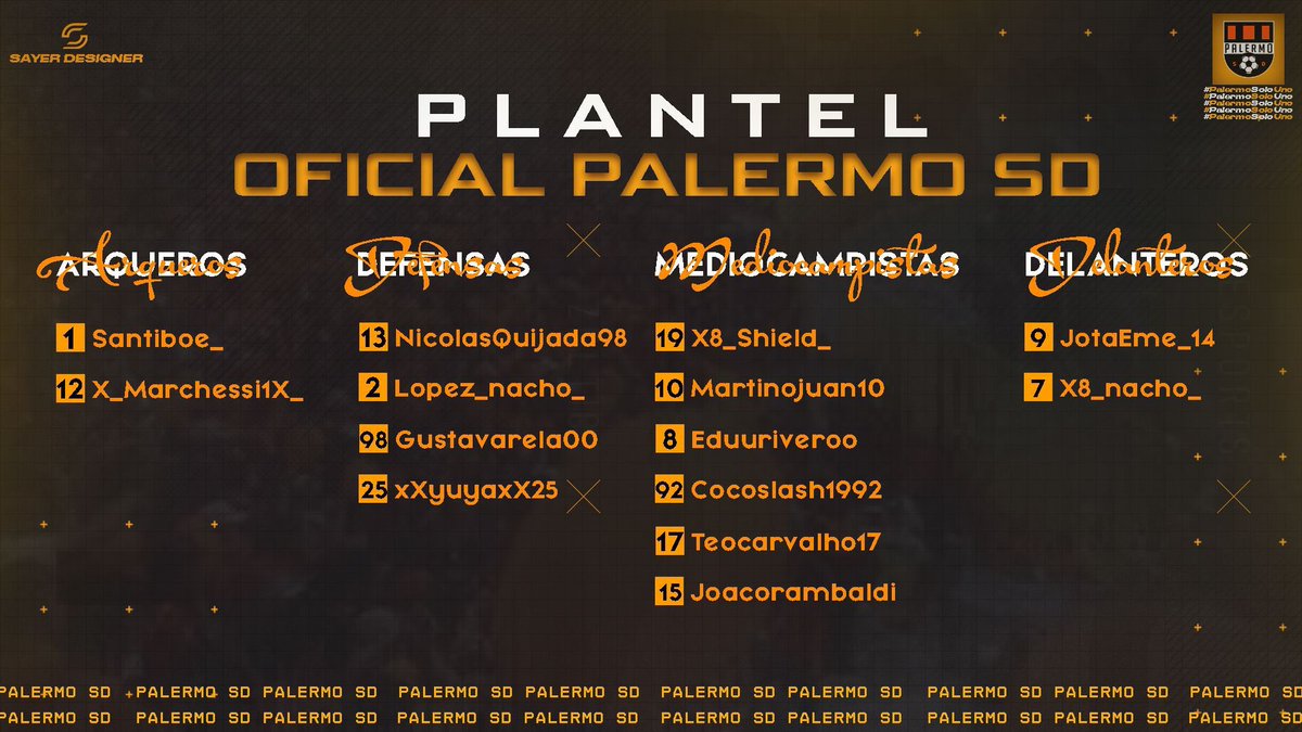 🎩 Vuelve el histórico  

✅ Plantel confirmado para disputar la #SegundaPepsi de @FUFVesports

#PalermoUnoSolo 🧡🖤