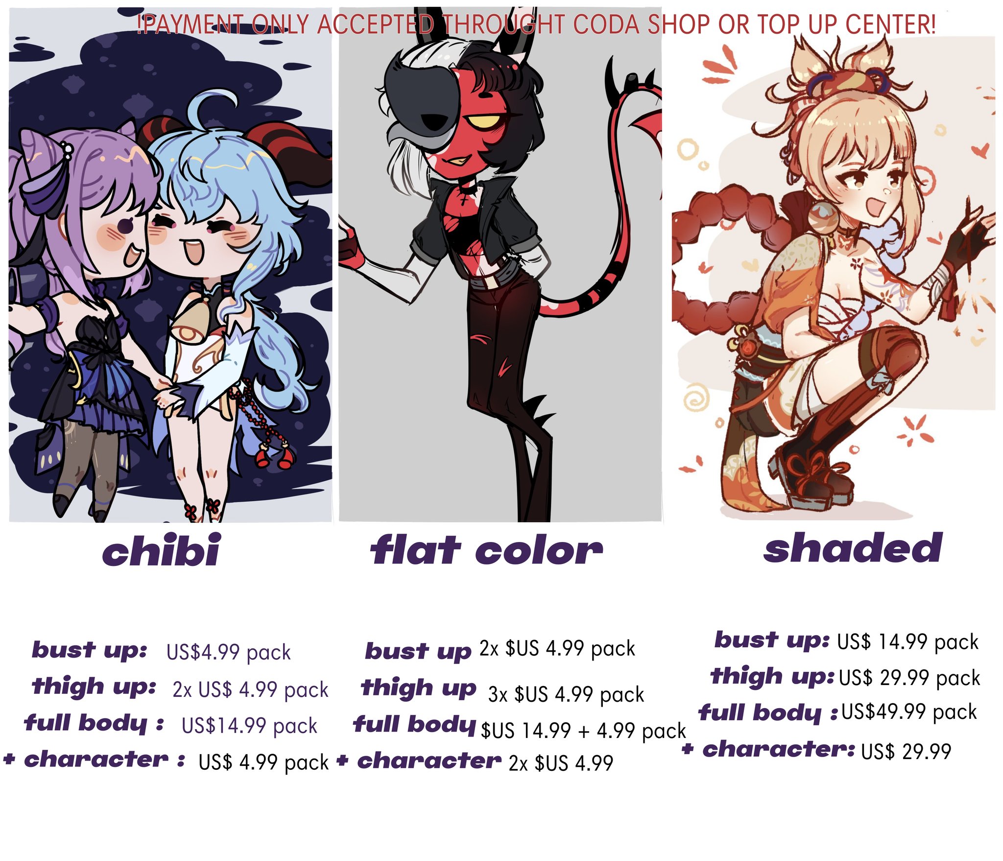 🦋cherri🦋 on X: ALRIGHT You can now commission me! (2 slots open only for  now) Payment will be throught coda shop or top up center ONLY (meaning only  genesis crystals are gonna