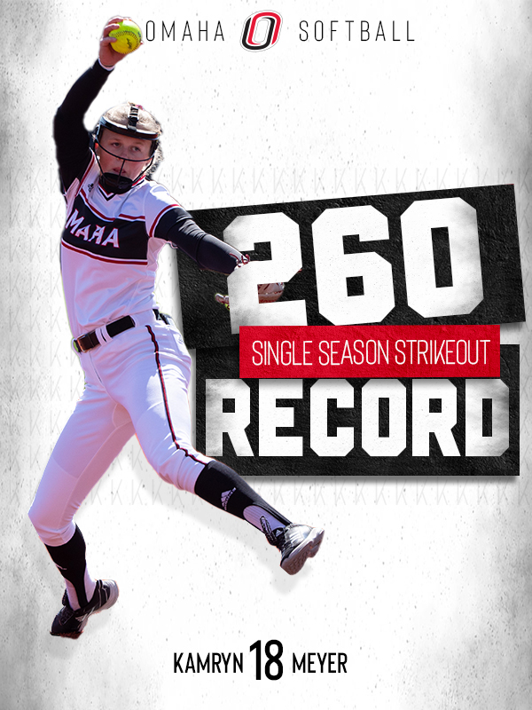 𝗦𝗜𝗡𝗚𝗟𝗘👏𝗦𝗘𝗔𝗦𝗢𝗡👏𝗥𝗘𝗖𝗢𝗥𝗗👏

With her eighth strikeout of the game, Kamryn Meyer sets the program's single-season strikeout record‼️

#EveryoneForOmaha | #OmahaSB