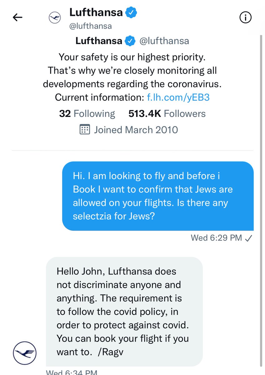 clocker18's tweet photo. @DansDeals @lufthansa @LufthansaUSA @Lufthansa_DE @lufthansaNews @GermanyinUSA “Lufthansa does not discriminate” https://t.co/33FzigMfHg