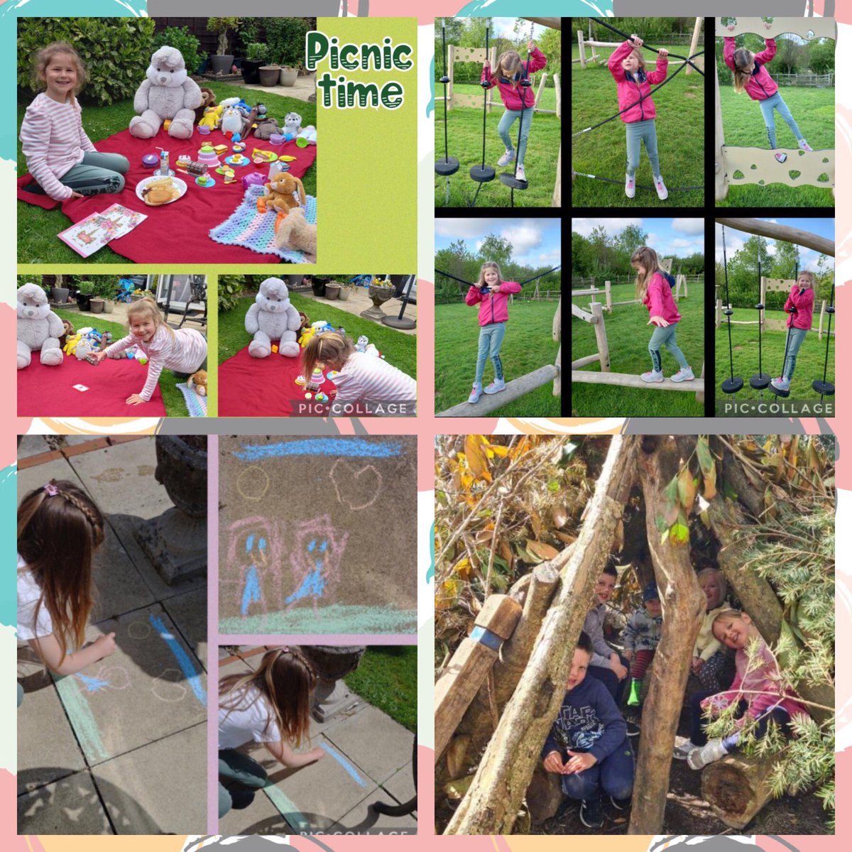 Year1PDCS's tweet photo. So lovely to see Yr1 getting outside in the sunshine for their homework challenges. Picnics, mini beast hunts, outdoor art, hide and seek and more! #LetsGetOutside #FamilyFun #GwaithCartref https://t.co/p5L66sPoZB