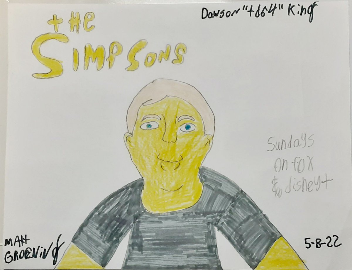 teamdawson64's tweet photo. I draw myself from the tv series the simpsons for matt groening #mattgroening #TheSimpsons #foxchannel #fxx #disneyplus https://t.co/rTrqs9l7DA