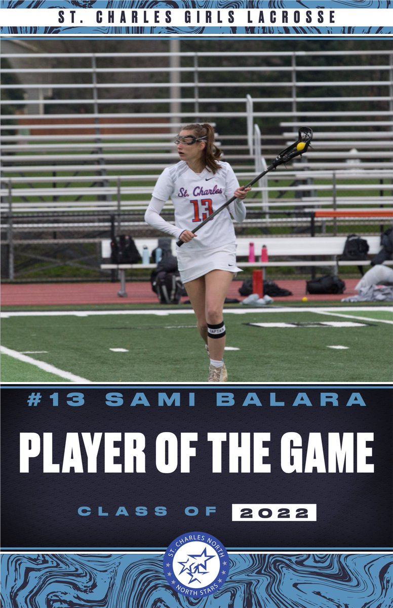 stcglax's tweet photo. Saturdays player of the game goes to senior captain #13 Sami Balara! Her composure and grit helped her team secure a WIN vs. Lyons! Congratulations Sami! Keep working hard! https://t.co/600YC77jqH