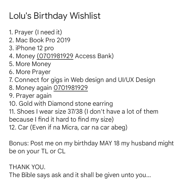 theladylolu's tweet photo. It's 10 days to my birthday 🤲🤲 https://t.co/w5qLrhQGJB