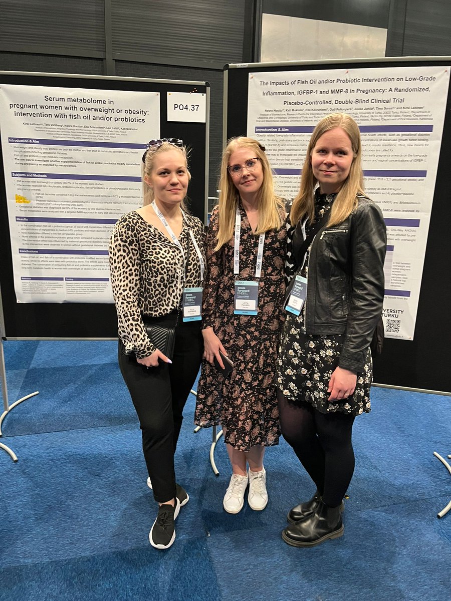 LaitinenLab's tweet photo. European Congress on Obesity 2022 on ohi. Kuuntelimme monipuolisia ja kiinnostavia esityksiä lihavuustutkimukseen liittyen. Tutkimusryhmämme osallistui tieteelliseen keskusteluun suullisella esityksellä ja kahdella posterilla. Olipa inspiroiva reissu! 🥳  #ECO2022 @EASOobesity https://t.co/XtBYoxXQGt