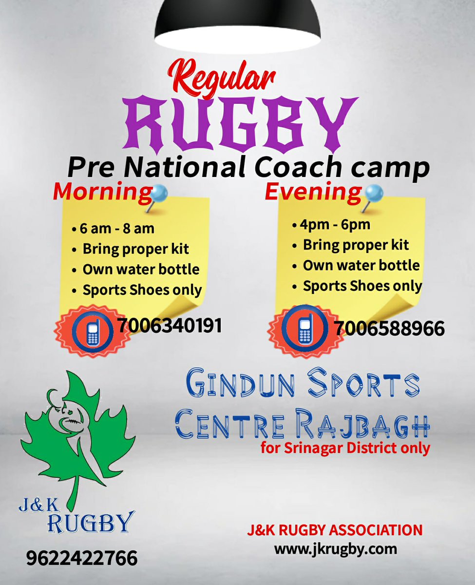 Pre National coach camp Get ready @JKSportsCouncil @AlokKum36531399 @nuzhatjehangir @OfficeOfLGJandK @manojsinha_ @Anurag_Office @ianuragthakur @PMOIndia @RugbyIndia @asiarugby @WorldRugby @dgyssjk