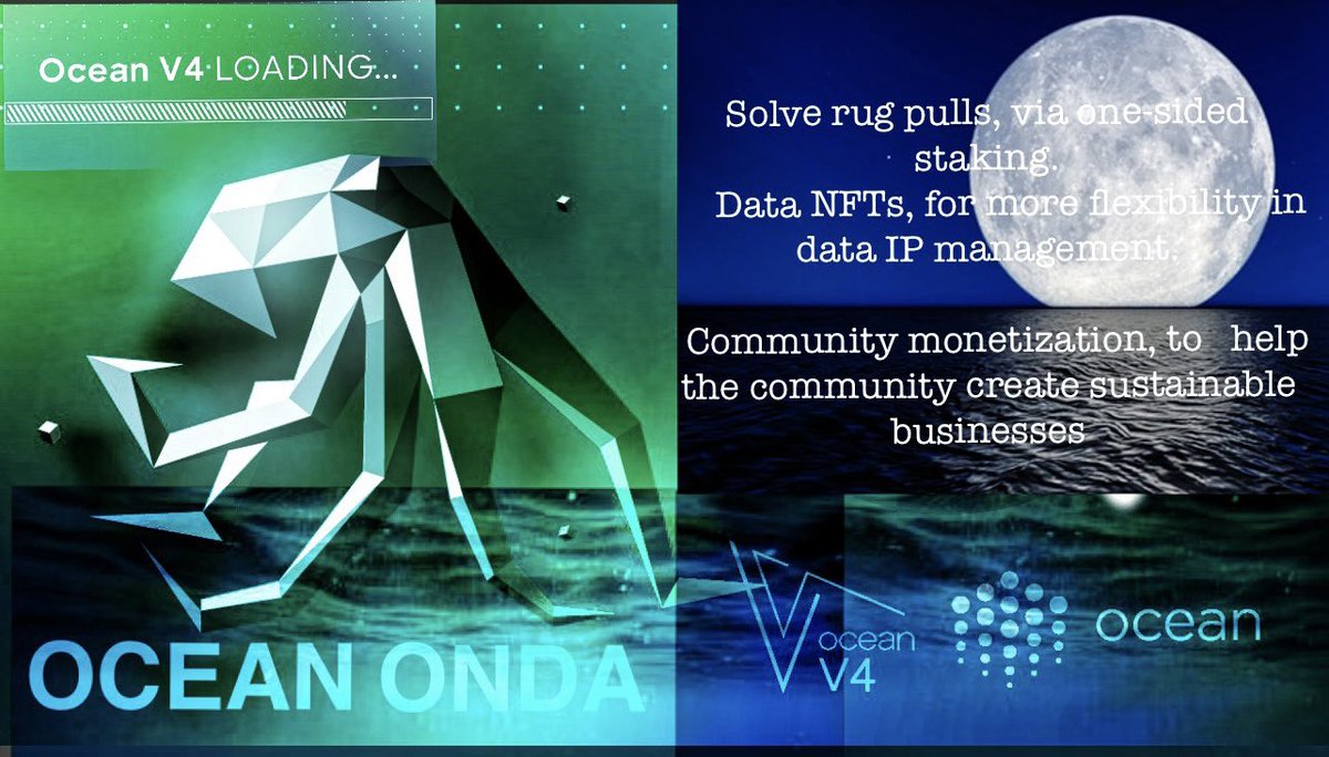While the market is for some of us boring,Ocean preparing big things…@OceanProtocol #V4#Onda⁃
Solve rug pulls, via one-sided staking Data - NFTs, for more flexibility in data IP management.
 Community monetization, to help the community create sustainable businesses. $OCEAN
