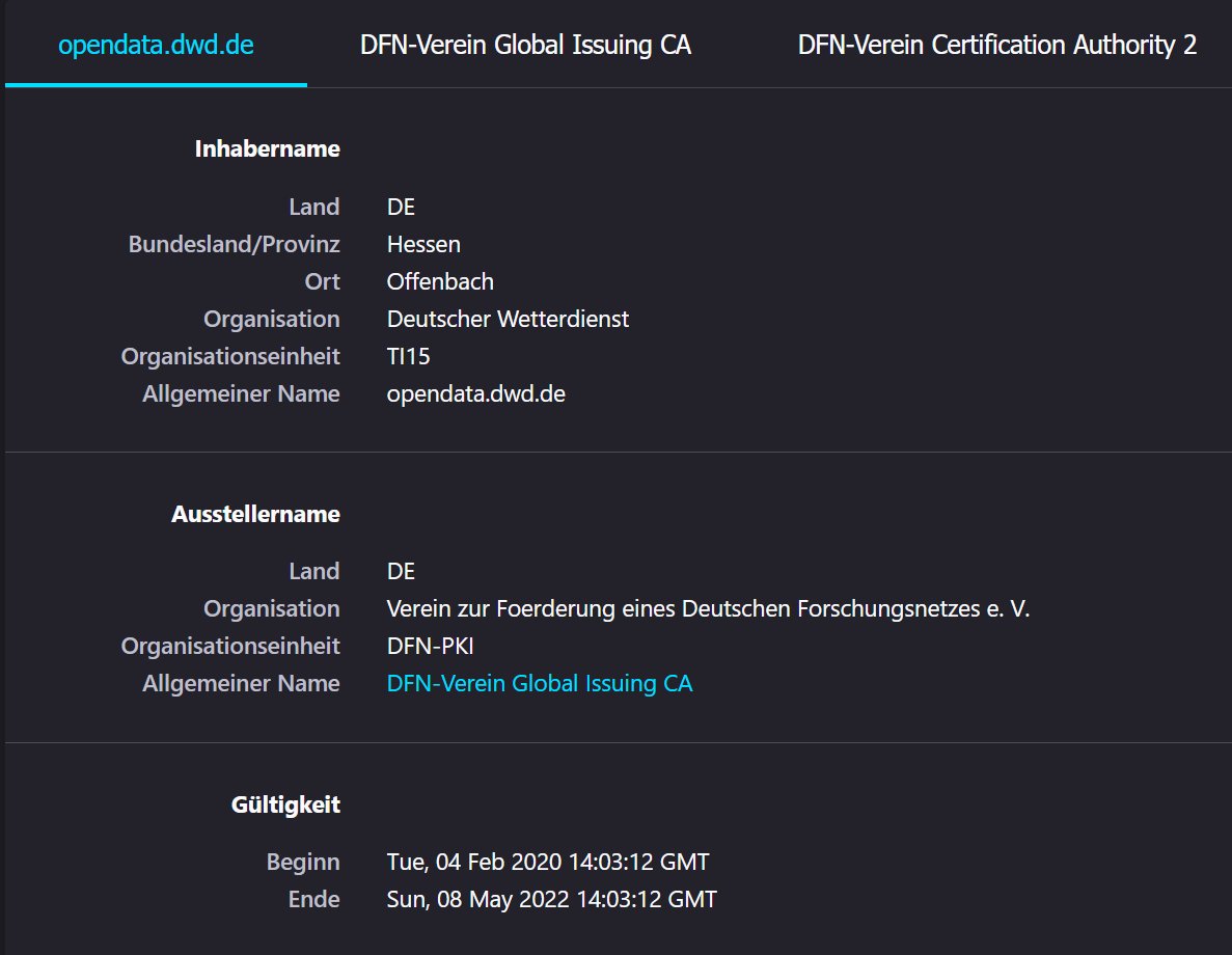 WettWarn's tweet photo. NassWarn Ausfall heute Mittag, weil das @DWD_presse  Open Data SSL Zertifikat abgelaufen ist.
https://t.co/XHCmToBQbF funktioniert jetzt wieder.
Bin tatsächlich nass geworden. 🤣 https://t.co/Q97zVrrELu