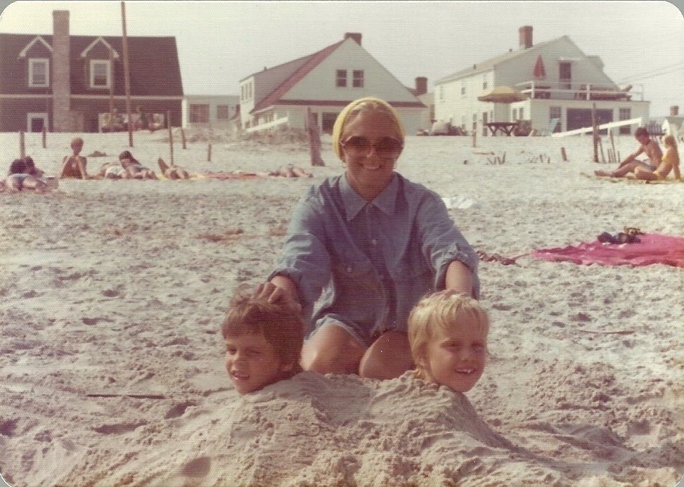 First Lady Jill Biden, Beau, and Hunter pose for a picture on the beach