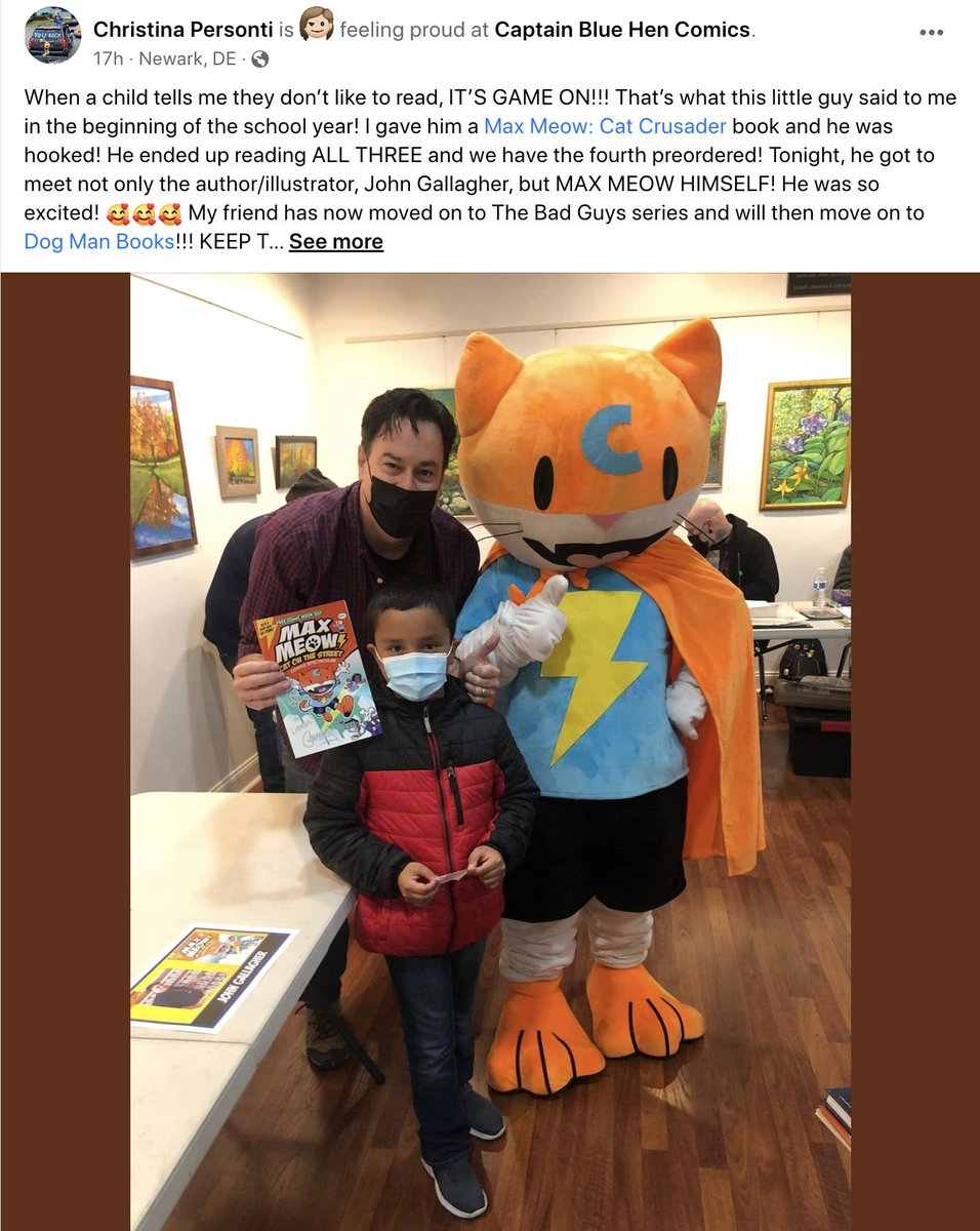 johnbgallagher's tweet photo. Pretty tired after visiting 2 different Free Comic Book Day events in 2 different states. But this pic and story, by a caring and hard-working teacher, makes it all worth the hard work! Honored to be part of this cool kid's reading journey. #FCBD22 @RHCBEducators @RHKidsGraphic https://t.co/1m0uX4NE3y
