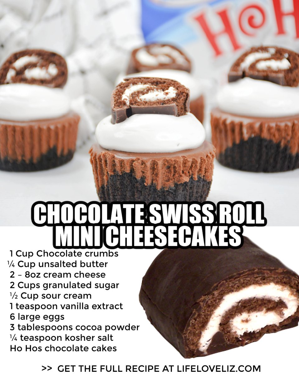 LifeLuvLiz's tweet photo. Mini chocolate Swiss roll cheesecakes are irresistible individual desserts featuring chocolate cheesecake and fluffy marshmallow frosting!

Get the FULL recipe >> https://t.co/Il5CmVH3x9 https://t.co/eJeEJMpPnM