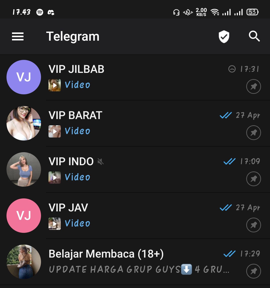 OPEN GRUP VIP TELEGRAM 18+ on X: Grup Vip Bokep 18+ Telegram Harga : 50k 2  grup 100k 4 grup Sekali bayar Permanen tele : t.coLLGoPMgLmx Wa :  089513400717 NONTON BOKEP TERBARU ,
