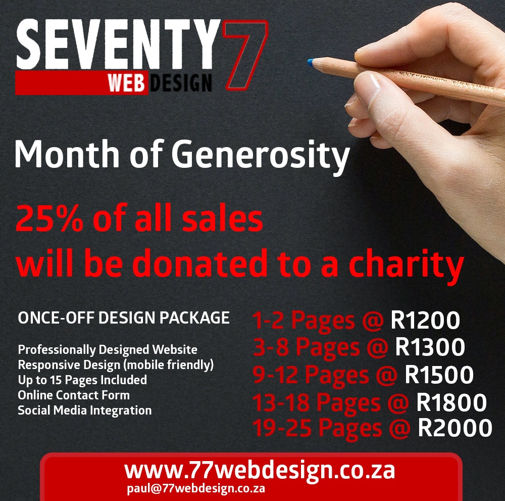 seventysevenweb's tweet photo. During the month of May, we are celebrating a month of being generous.  25% of all sales will be donated to charity. #charity #generosity #webdesign https://t.co/PqlkhFZwDp