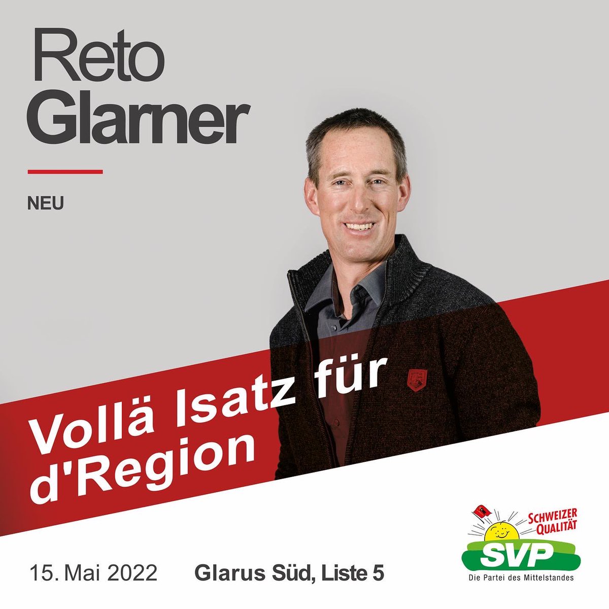 Das Kandidatenkarussell dreht sich weiter zur SVP Glarus Süd, Liste-Nr. 5 / 👉Listenplatznr. 1 - Toni Gisler aus Linthal, 👉 Listenplatznr. 10 - Nadja Stalder aus Schwanden, 👉 Listenplatznr. 5 - Reto Glarner aus Luchsingen, DANKE für die Wahlunterstützung #aberclever