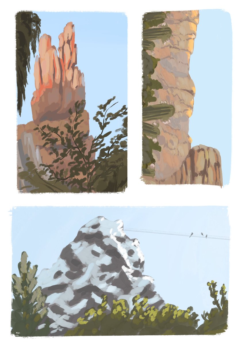 CmdrSpaceCat's tweet image. For no particular reason other than I haven't shared art in a while, here are some color studies I've liked based off photos (my own) and trips to Disney