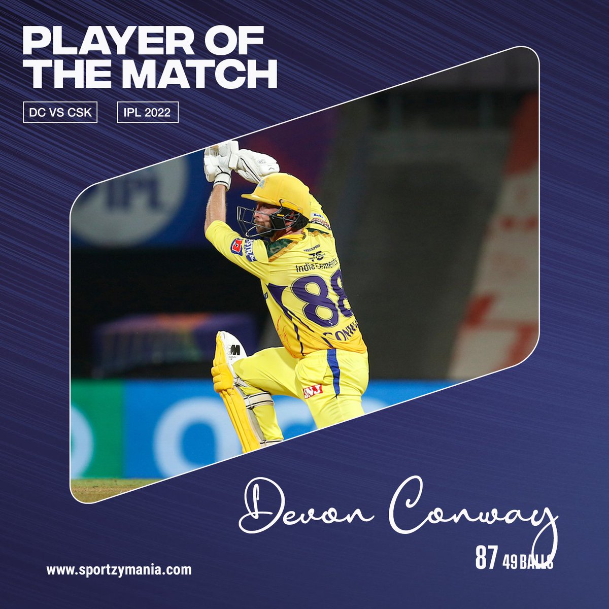 SzmMania's tweet photo. Devon Conway ruled the pitch with the bat for CSK! 💛

#DevonConway #CSK𓃬 #ChennaiSuperKings #Yellove #WhistlePodu #TATAIPL #IPL2022 https://t.co/xeq9VWZqSX