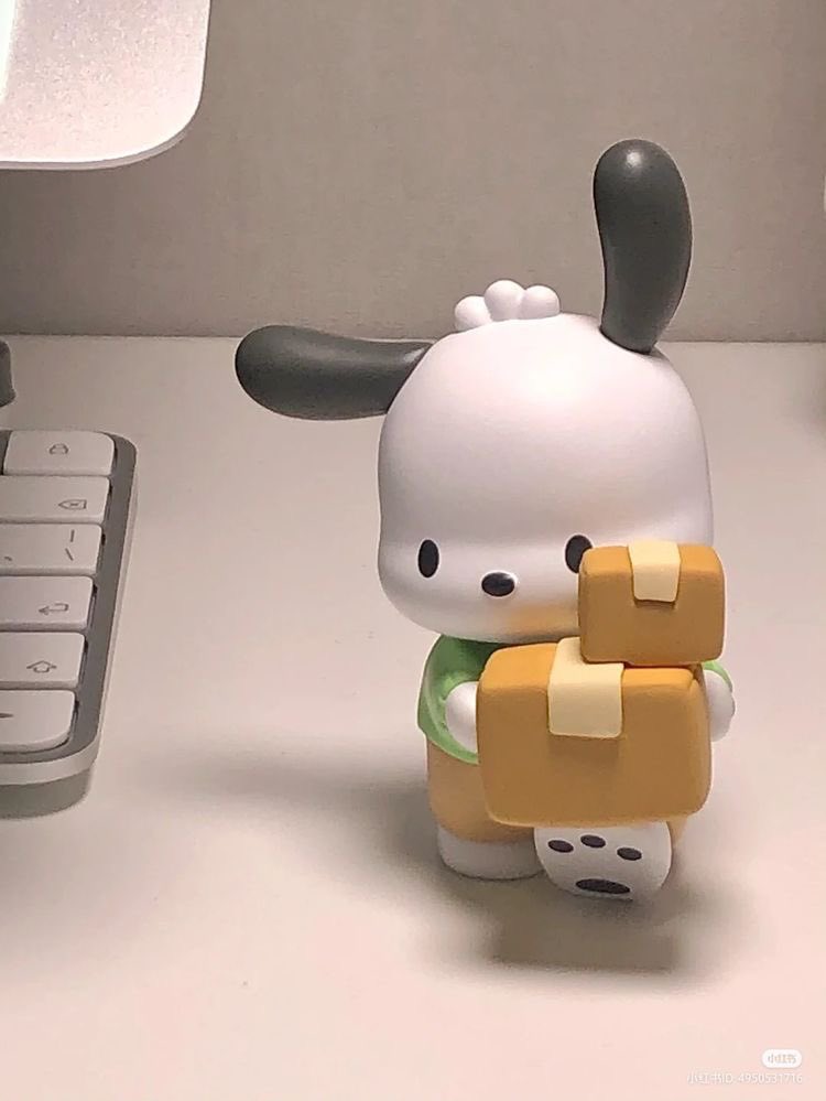 sanriodaily's tweet photo. pochacco delivering packages 💫 https://t.co/yH4fyRJlTs