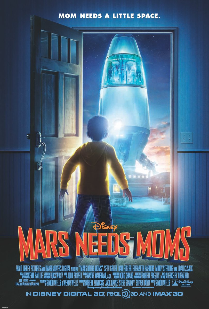 Cult7Arte's tweet photo. Marte Precisa de Mães (Mars Needs Moms) | Animação | EUA, 2011
DISNEY+
IMDB:5,4
Milo, 9 anos, só descobre o verdadeiro valor da mãe quando ela é raptada por marcianos. Ele fará de tudo para salvá-la das mãos do inimigo.
#simonwells #simonecult7arte #disney+ https://t.co/UFhds5zJp4