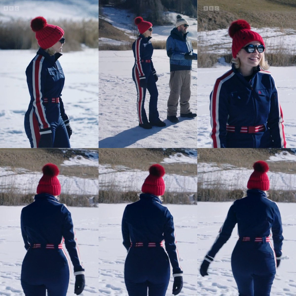 hollywillslove's tweet photo. When @hollywills had her “Mum” or “I’m in charge” moment during this bit on the ice ladders with Patrice. Oh and maybe there was one thing that stood out. One thing that always stands out. Can’t miss it really! 🍑👀❤️🤍💙 #thosecurves ⌛️ https://t.co/ttLHodeoJ3