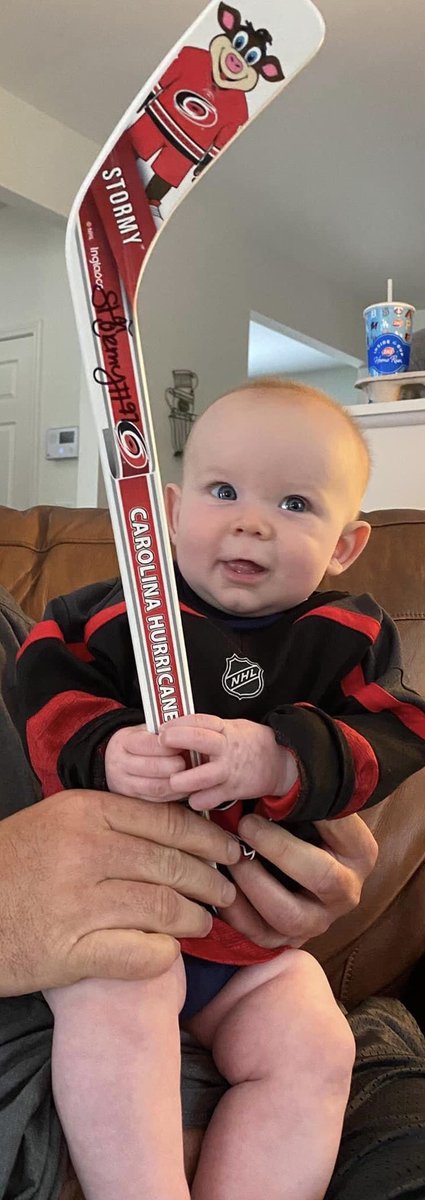 CUbaseballdad's tweet photo. @Canes  Brayden knows what a winner looks like even though he’s only 4 1/2 months old. #LetsGoCanes https://t.co/beoCgdecud