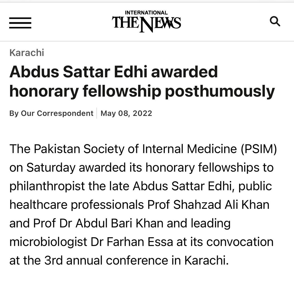 Many Congratulations to Respected CEO @DrFarhanEssa1, who has been Awarded with an Honorary Fellowship Degree by Pakistan Society of Internal Medicine (PSIM) at its convention 3rd Annual Conference 
#DrEssaLab #psim #convention #honoraryfellowship #philanthropist