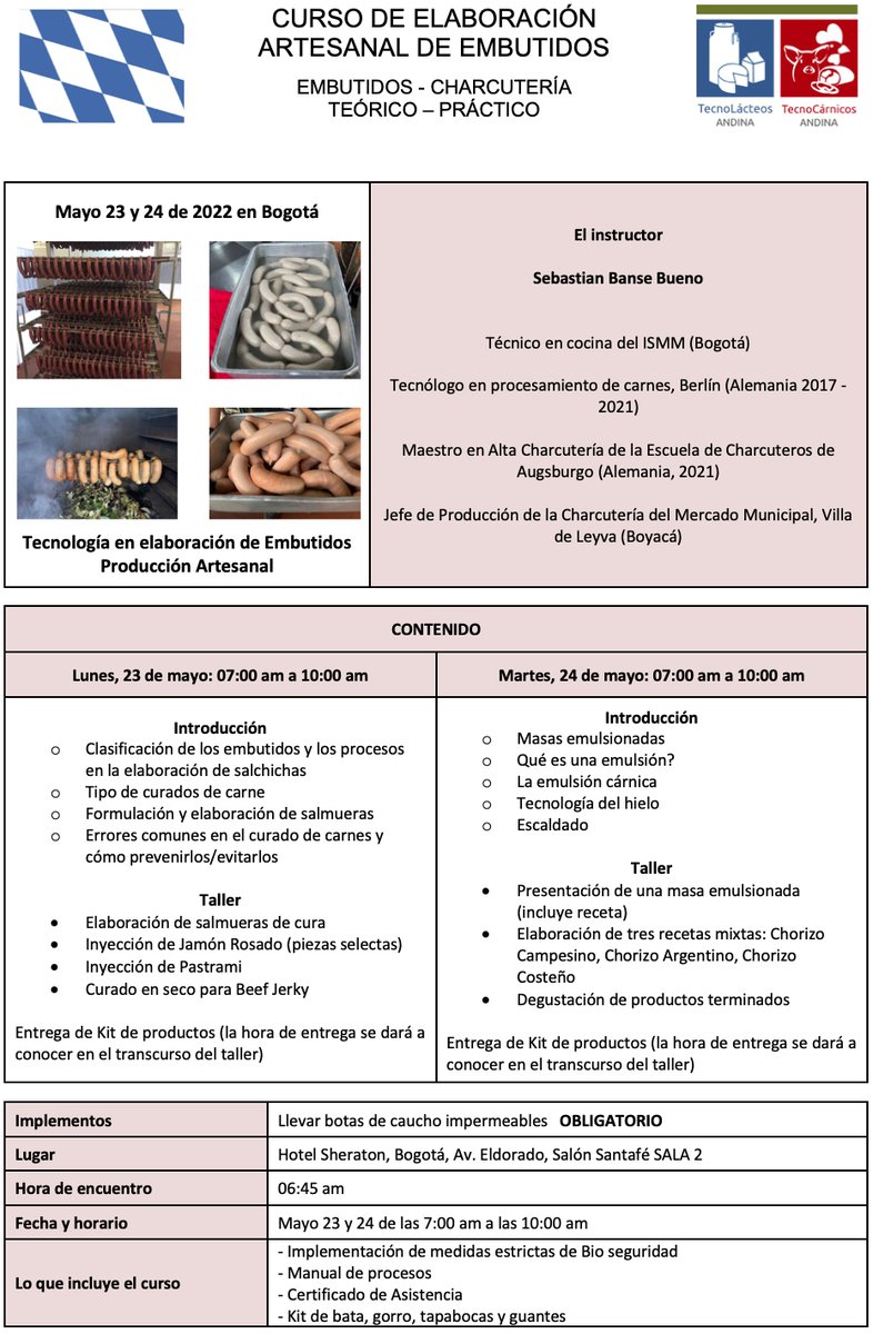 LacteosCarnicos's tweet image. ¡Quedan 2 semanas para la 7ª Feria Congreso TECNOLACTEOSCARNICOS ANDINA!

Durante la feria tendremos talleres prácticos, dictados por reconocidos expertos.
La participación en los talleres tiene un costo y está sujeta a cupos disponibles.
tecnolacteoscarnicos.com/talleres