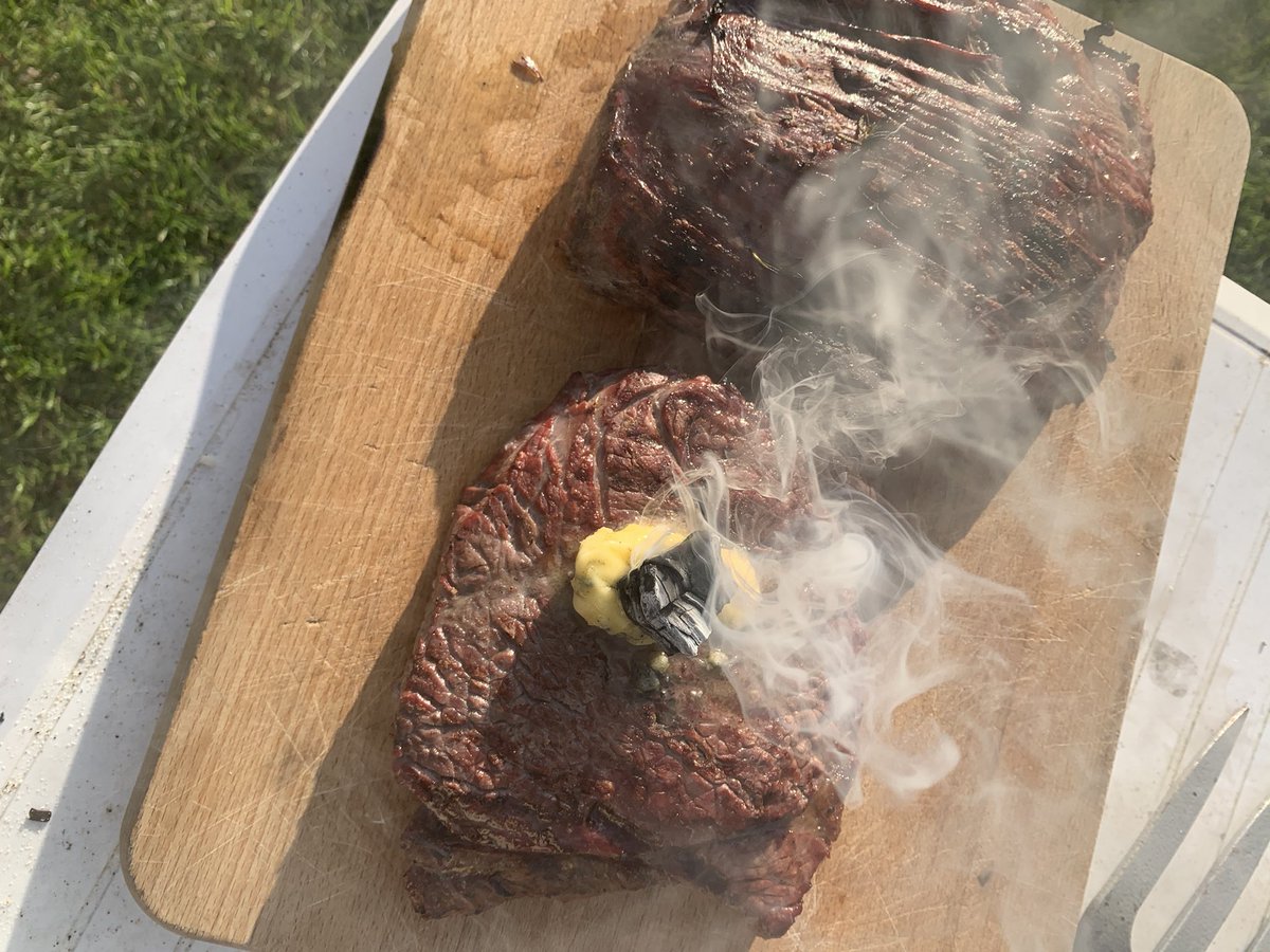 BenMakowiecki's tweet photo. Dirty, rosemary & lemon marinaded bavette and reverse seared rump with a charcoal melted garlic butter with local asparagus. #niceandsimple https://t.co/FRu2a4wsFD