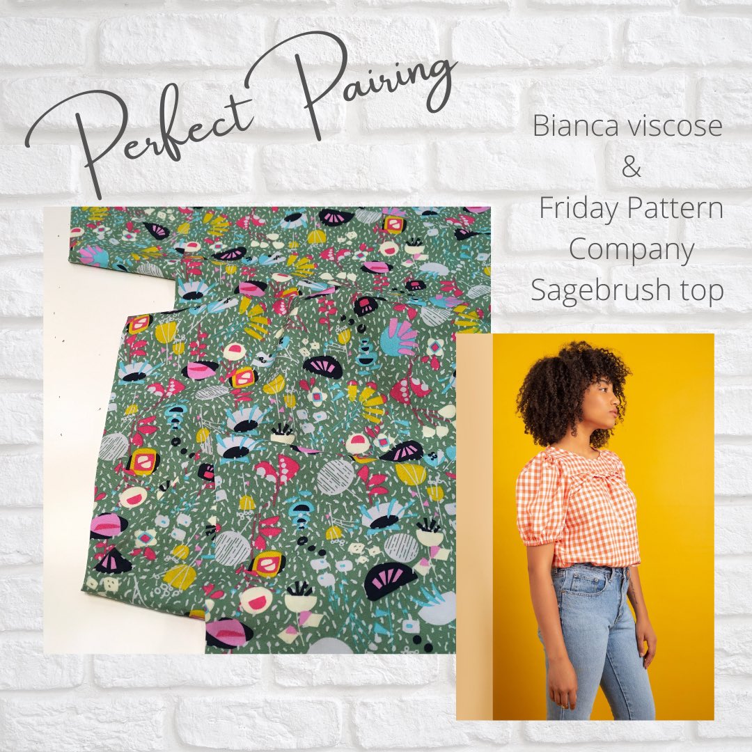 Gather_N_Sew's tweet photo. The amazing Sagebrush top pattern from Friday Pattern Company is back. Team it up with a soft floaty viscose like our Bianca for a favourite summer garment. Order them online or pop into the shop
#viscosefabric #viscose #patternpairing #sagebrushtop #fridaypatterncompany #isew https://t.co/O188zMQ1LB