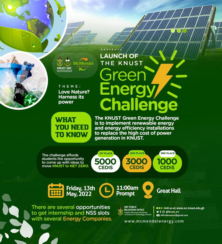 EssounValentine's tweet photo. Being wondering what the KNUST GREEN ENERGY CHALLENGE by @knust_src and @mcmendel_energy is all about?

This is all you ought to know⬇️
#KNUST 
#GodOfOpportunities https://t.co/3dNwOTB8Et
