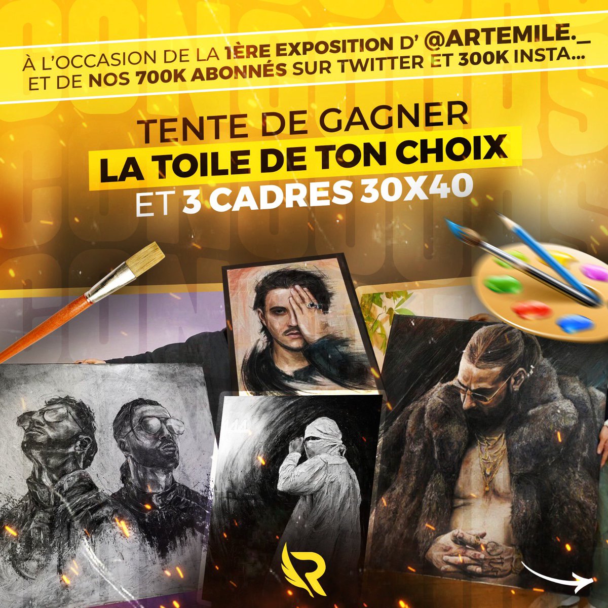 ShadesFrance's tweet image. 🚨CONCOURS

Gagner une toile rap de ton choix (1m x 1m !) et 3 cadres 30x40 

RT + Follow @raplume &amp;amp; @artemile1