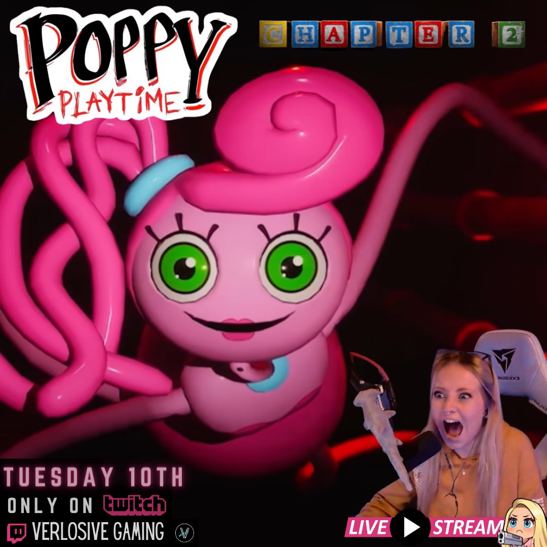 VERLOSIVEGAMING's tweet photo. 🔴 NEXT LIVE: TUESDAY 10th
🎮 GAME : #PoppyPlaytimechapter2
➡️ WHERE : https://t.co/8E0y4n6byj
Hope you’ve all had a fab weekend!! See you guys, and this pink freak on Tuesday!
#twitch #smallstreamer #streamer #streaming #live #discord #vtribe #PoppyPlaytime #horrorgame https://t.co/YFQHRR5CnJ