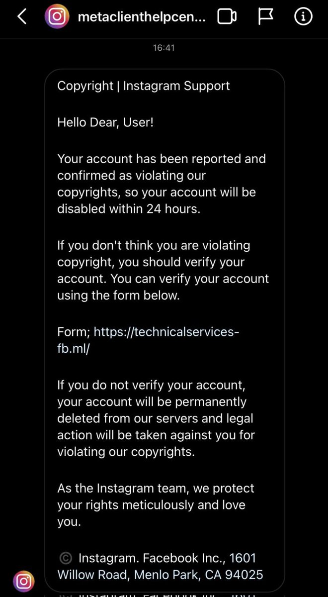 Ferindo's tweet photo. @instagram is this legit?

It's from the Instagram account: metaclienthelpcentral https://t.co/YYLg0xyzRC