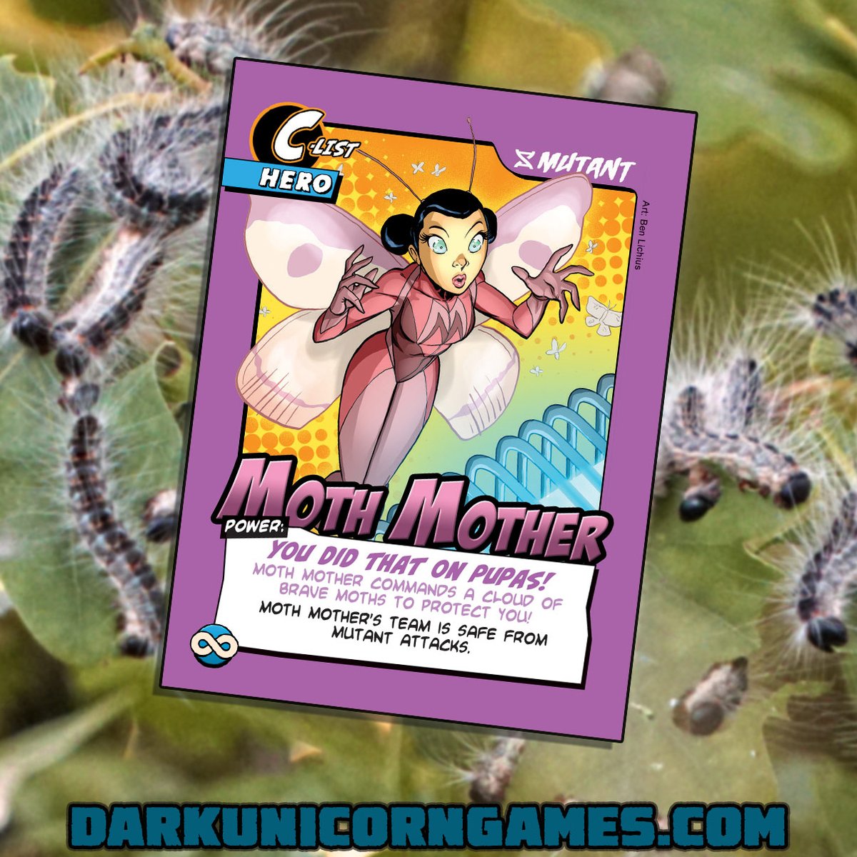 darkunigames's tweet photo. Happy Mother’s Day! Let’s celebrate motherhood with our favorite maternal hero, Moth Mother! 

To all you mommas out there: thank you for your service! 

#heroicmoms #happymothersday #superheroes #comicbooks #cardgames #familygames #boardgames #boardgamegeek #comics https://t.co/82yruOdinA