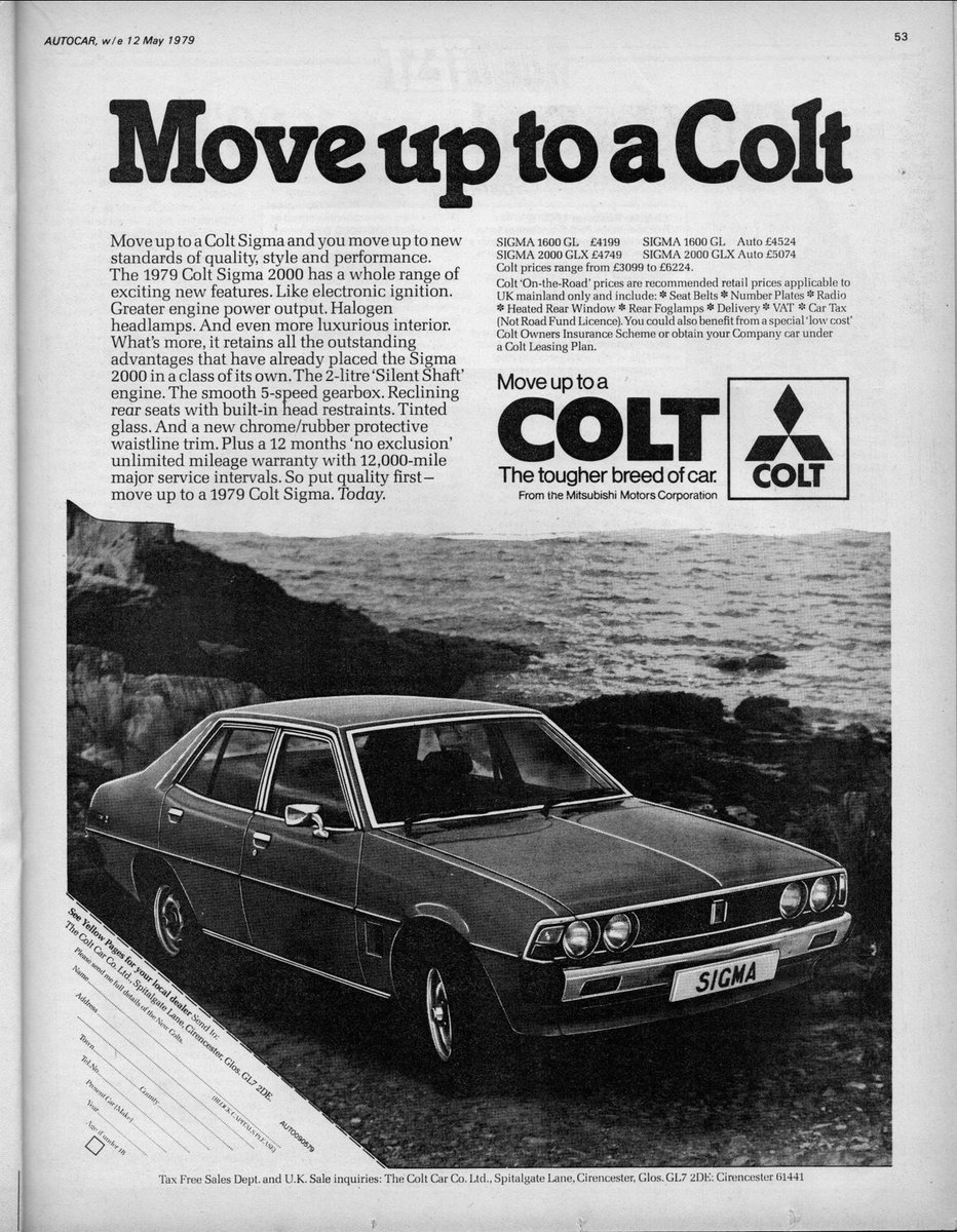 flaneurUK's tweet photo. #sigmasunday May 1979 and the Colt Sigma: “move up to a Colt” https://t.co/SSEBPqmcNz