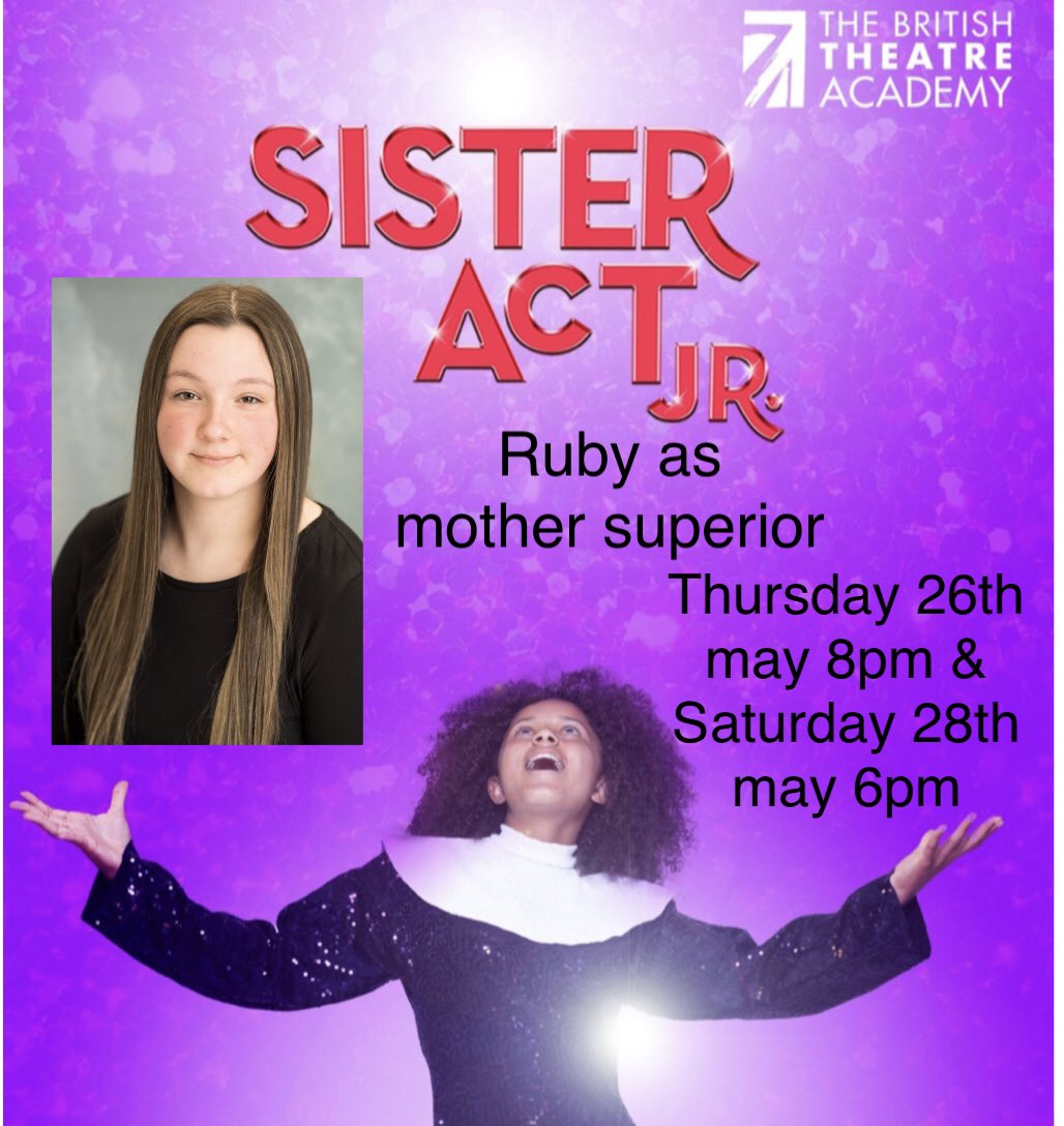 RubyOcallaghan5's tweet photo. I am going to be playing mother superior in sister act jr💜 @BTAOnStage https://t.co/6TrJijqvFe