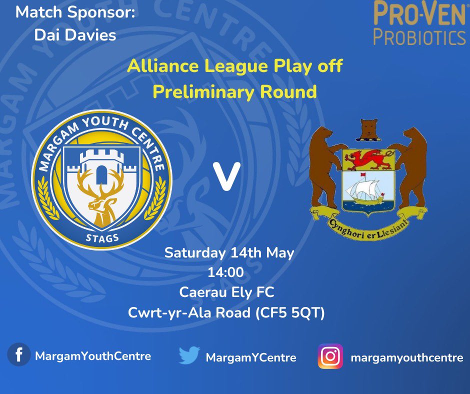 Huge week for #TheStags as we turn our attention to the The SWFA Alliance League Play Offs. We take on Penarth Town FC in the Preliminary Round. Our “12th Man” will have a huge part to play, so if you’d like to come along please DM us to book your seat on the supporters bus 🦌