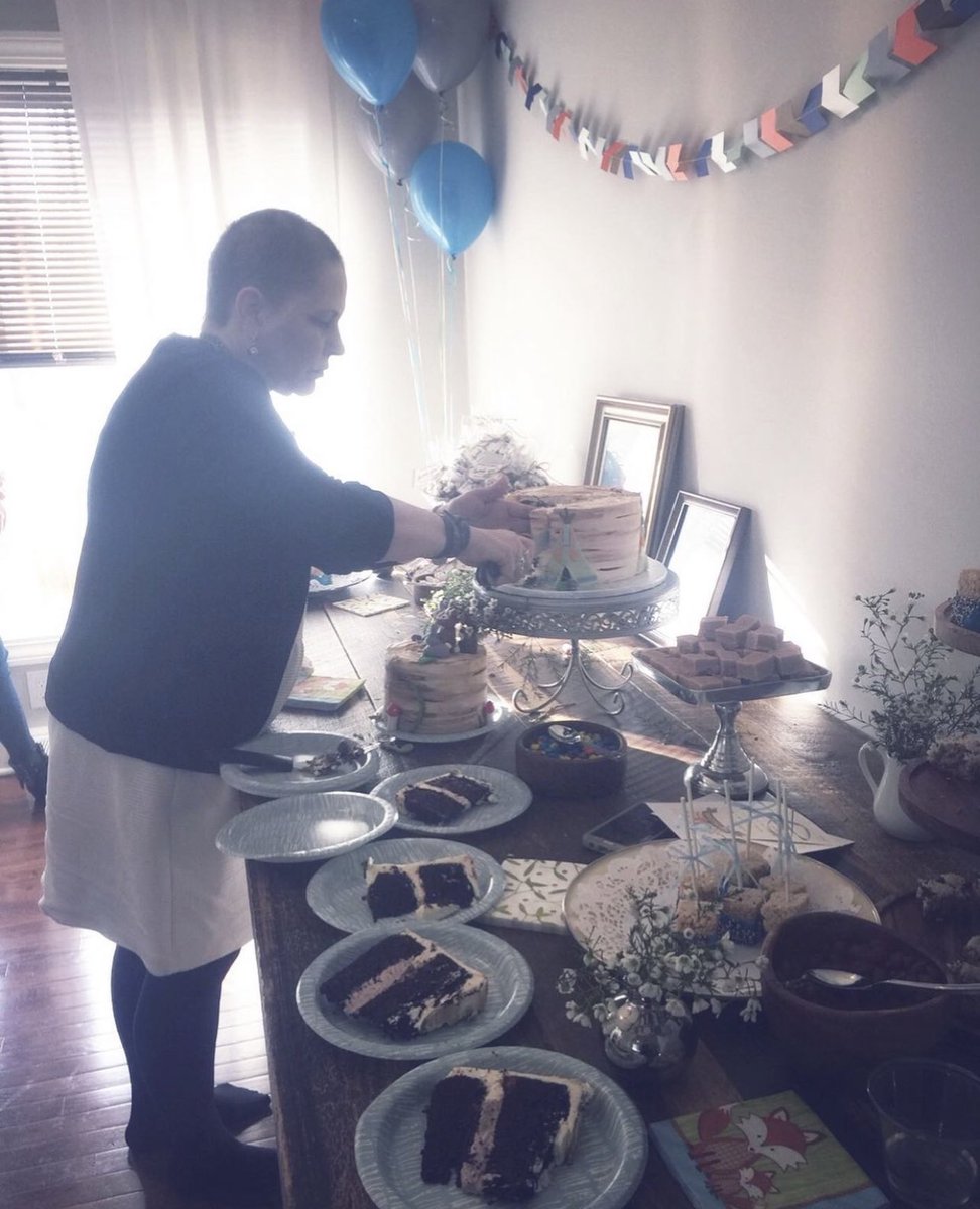 LIVgagnon's tweet photo. One of the last pics I ever took of my mom, doing one of her favorite things: hosting a good party. I like to think she’s serving cake to all the other moms up there today.☁️☁️ #MothersDay https://t.co/WlXOqNlKzG