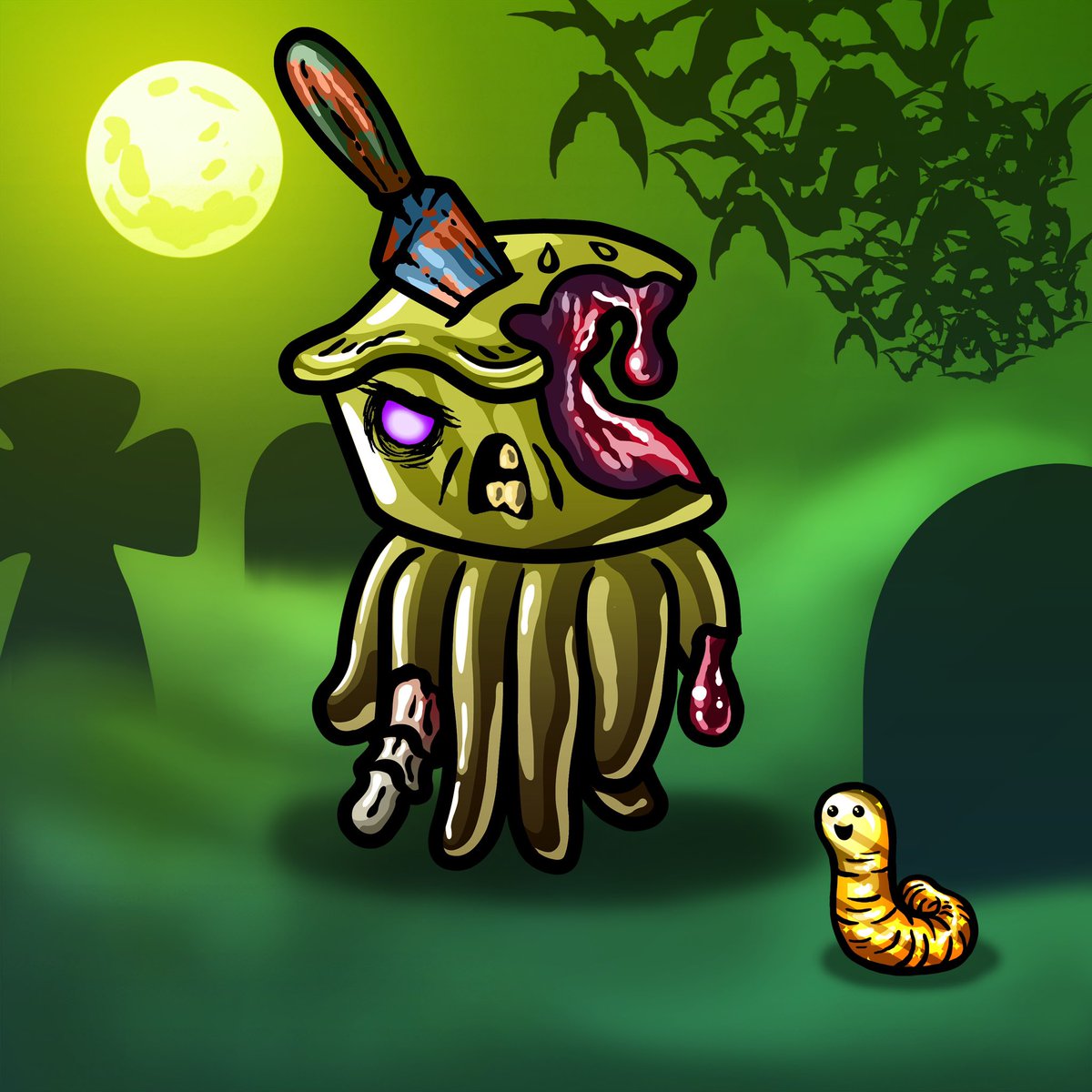 CapietainCook's tweet photo. @PiratesMeta @PielandNFT this little scruffy #PieLanders sees a golden worm he shall harpoon to get the attention of the old green spatula head #Zompies running for the ovens. #NFTGiveaway of some #POTM #Pirates over @PielandNFT https://t.co/SLdUGNCTRT