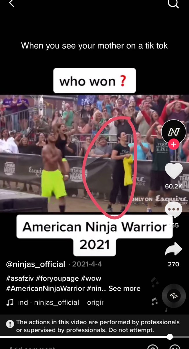 ninjamomma_chan's tweet photo. My daughter saw me on a random tik tok and sent me the picture. lol @ninjawarrior @anwnation #ninjamom https://t.co/UgwLYuc2Ku