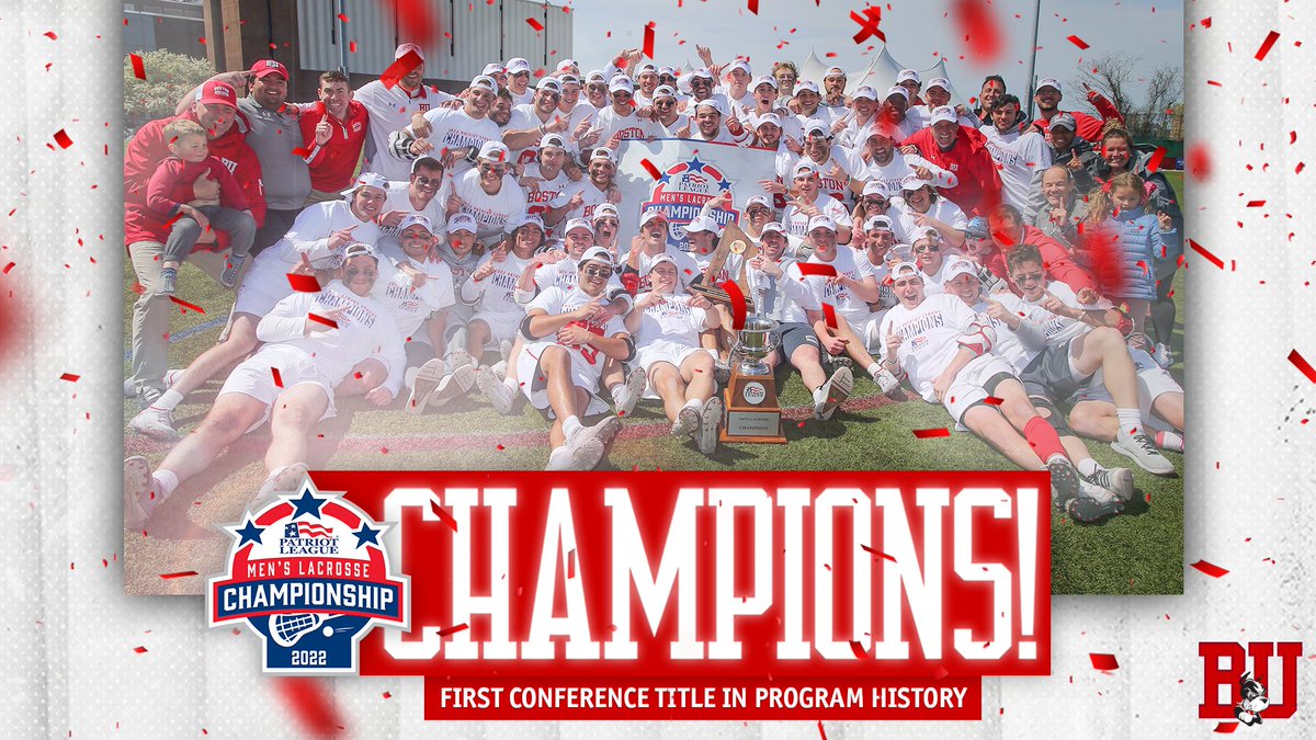For the first time in program history, <a href="/TerrierMLAX/">BU Men's Lacrosse</a> are the <a href="/PatriotLeague/">Patriot League</a> CHAMPIONS!!! #ProudToBU