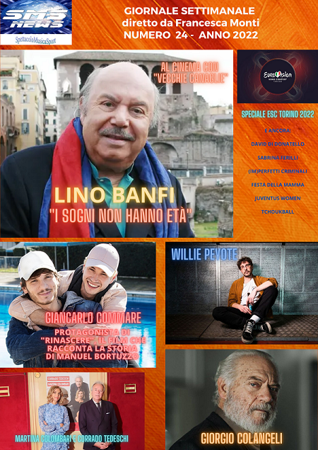 MontiFrancy82's tweet photo. Sul numero 24 del settimanale SMS NEWS  #LinoBanfi #GiancarloCommare #Rinascere #GiorgioColangeli 
@willie_peyote #MartinaColombari #corradotedeschi #daviddidonatello2022 #SabrinaFerilli  #imperfetticriminali la Festa della Mamma #Eurovision2022 e altro
👇
https://t.co/8Vmoy4T2sQ https://t.co/DJVIhTlw3a