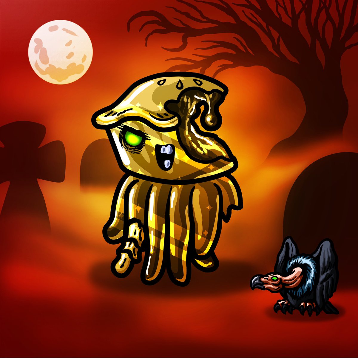 CapietainCook's tweet photo. @PiratesMeta Like the pied pieper this little #Pielander plays a little ditty with the pieccordion his pierrot and ❤️ tattoo to entice the Golden #Zompies back to the ovens where he shall attempt a re-bake #NFTGiveaway of some #POTM Pirates over @PielandNFT https://t.co/BVdHSMgLZD