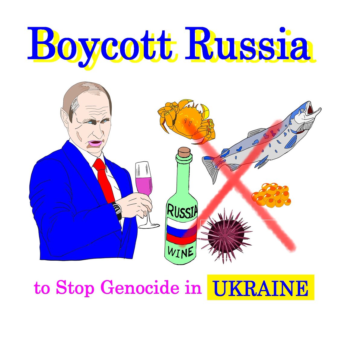 DemosistoF's tweet photo. Boycott Russian Products to Stop Genocide in UKRAIN.
ロシア産不買!
ウクライナ人虐殺をやめさせるために
#Ukraine #StandWithUkraine #Russia #BoycottRussia #Putin #genocide
#WarCrimes
#ウクライナ #ロシア #不買 #侵攻 #戦争 #虐殺 https://t.co/RBJSOrxXOS