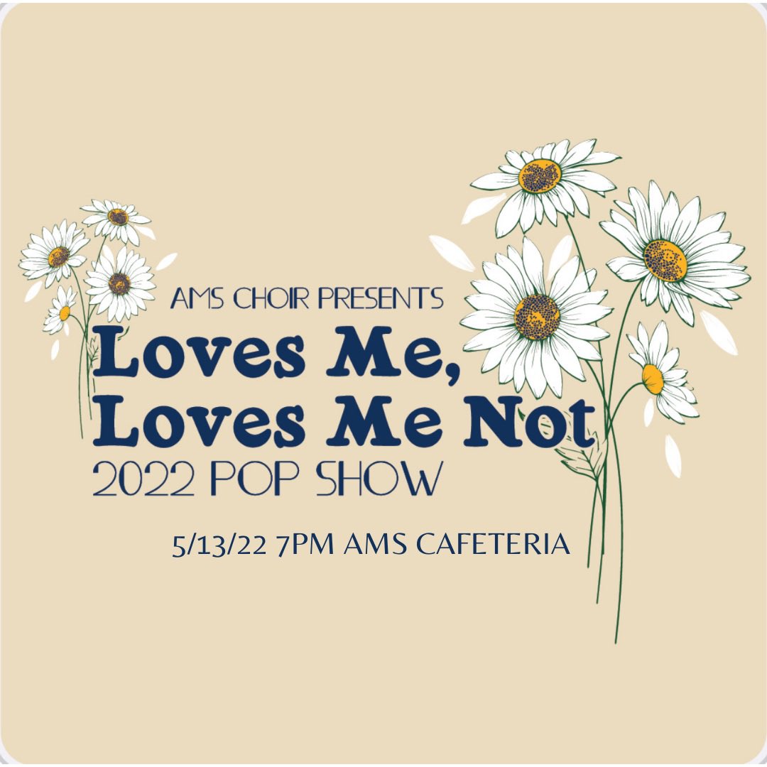 Mark your calendars for Choir’s Pop Show this upcoming Friday 5/13 featuring love songs and breakup songs. Admission is free!